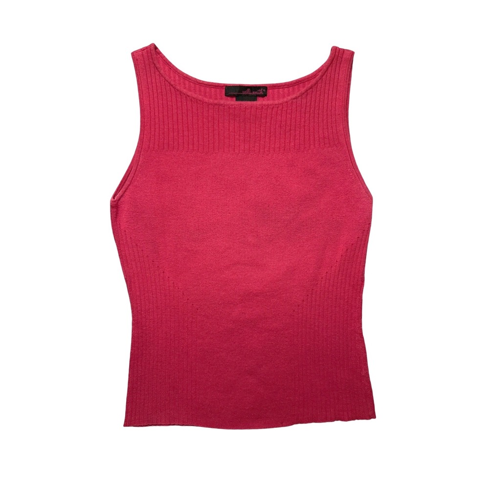 Willi Smith Red Ribbed Knit Sleeveless Boat Neck Sweater‎ Tank Top Small 90s Y2K